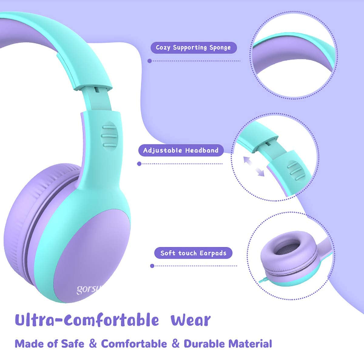 Kids Headphones with Limited Volume, Children'S Headphone over Ear, Toddler Headphones for Boys and Girls, Wired Headset Earphones for Children - Digital Haven