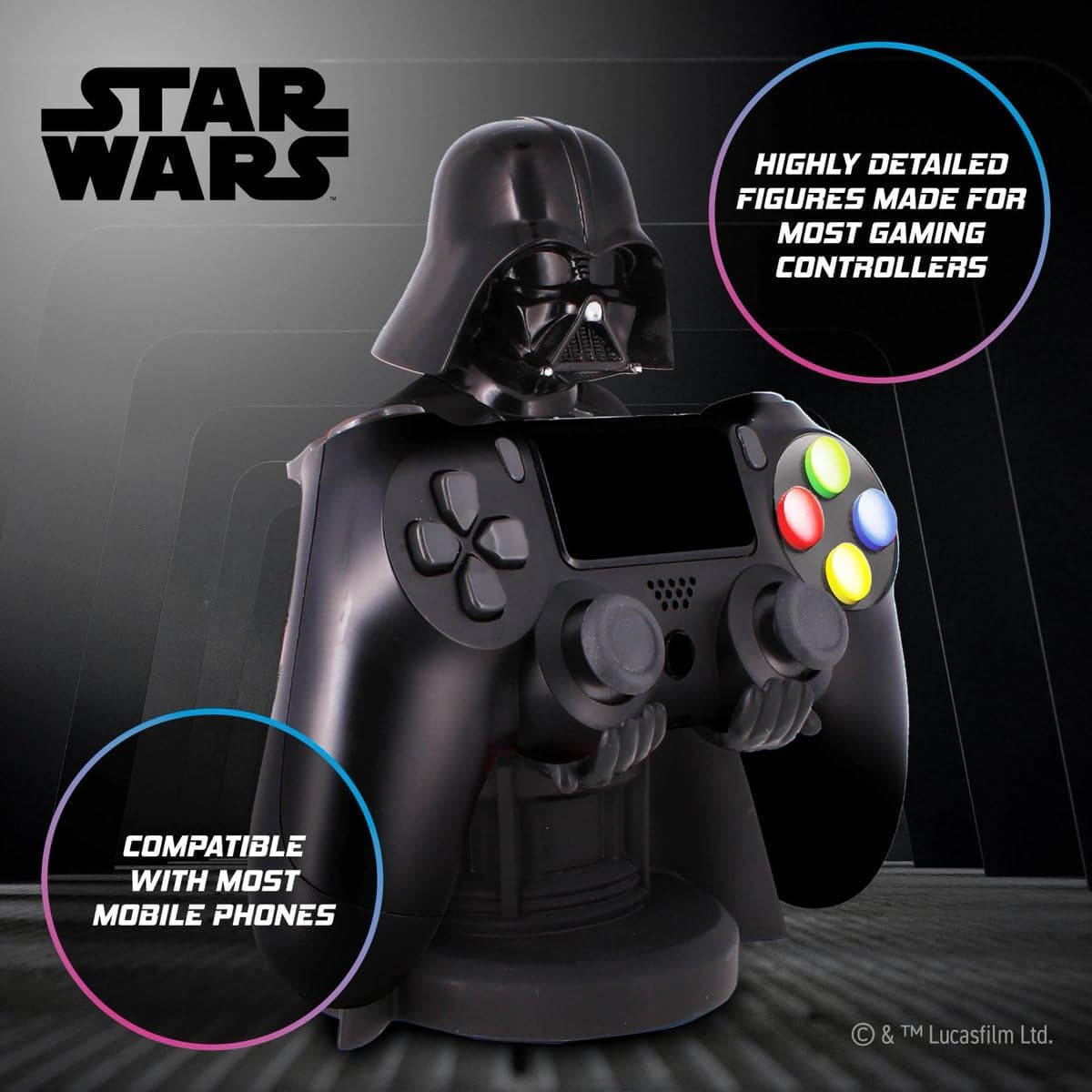 Star Wars: Darth Vader - Original Mobile Phone & Gaming Controller Holder, Device Stand, Cable Guys, Licensed Figure (Multi-Colored) - Digital Haven