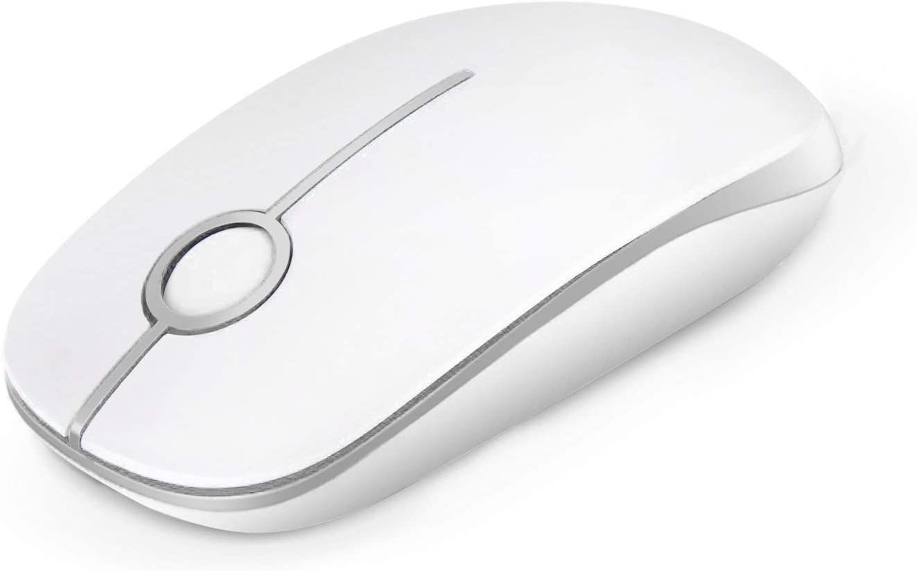 Wireless Mouse, 2.4G Slim Portable Computer Mice with Nano Receiver for Notebook, PC, Laptop, Computer (White and Gold) - Digital Haven