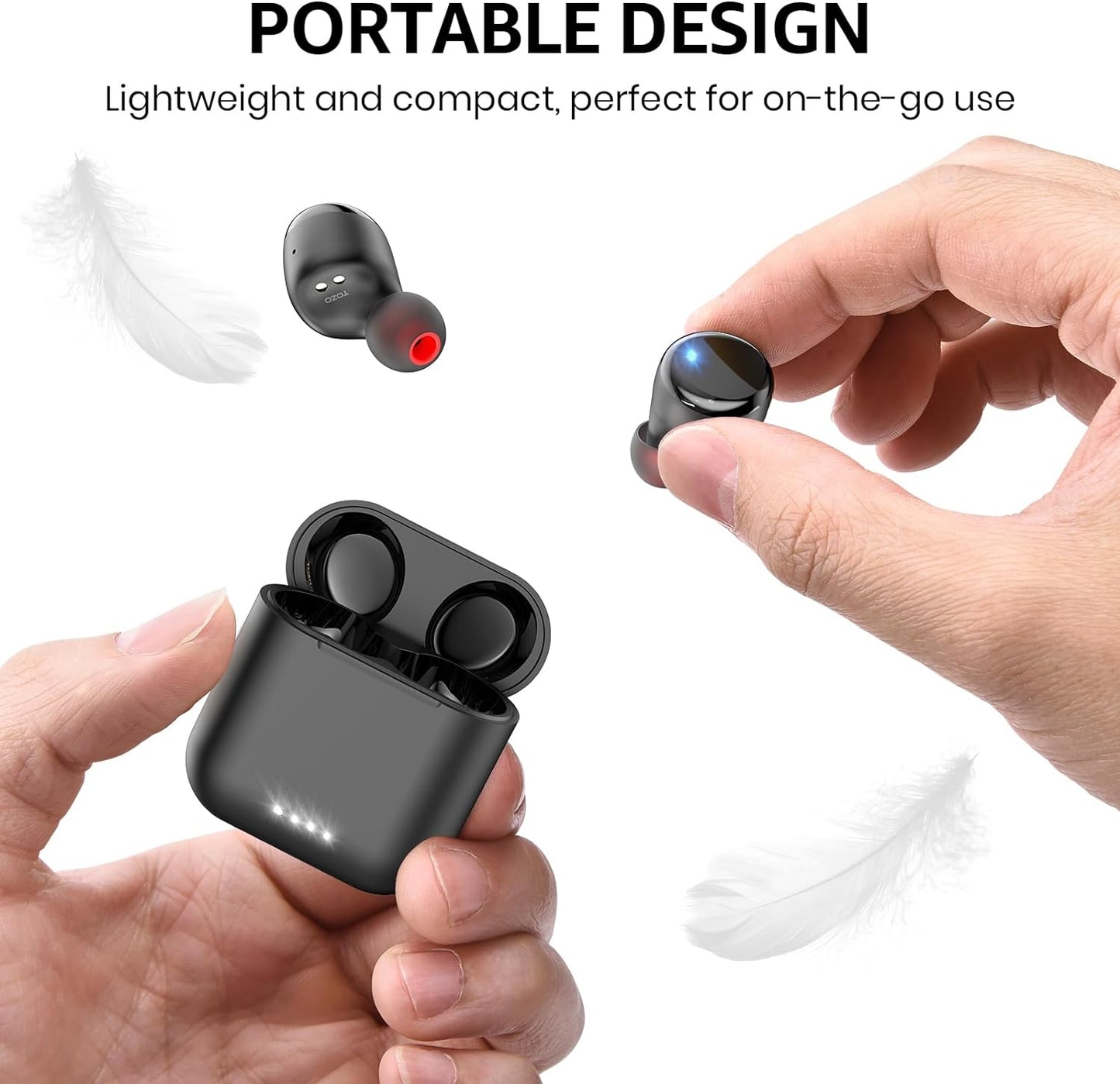 TOZO T6 (Ergonomic Edition) Wireless Earbuds Bluetooth 5.3 Headphones, APP EQ Customisable, 50Hrs Playtime with Wireless Charging Case, IPX8 Waterproof, Ergonomic Design in-Ear Headset, 2024 Version - Digital Haven