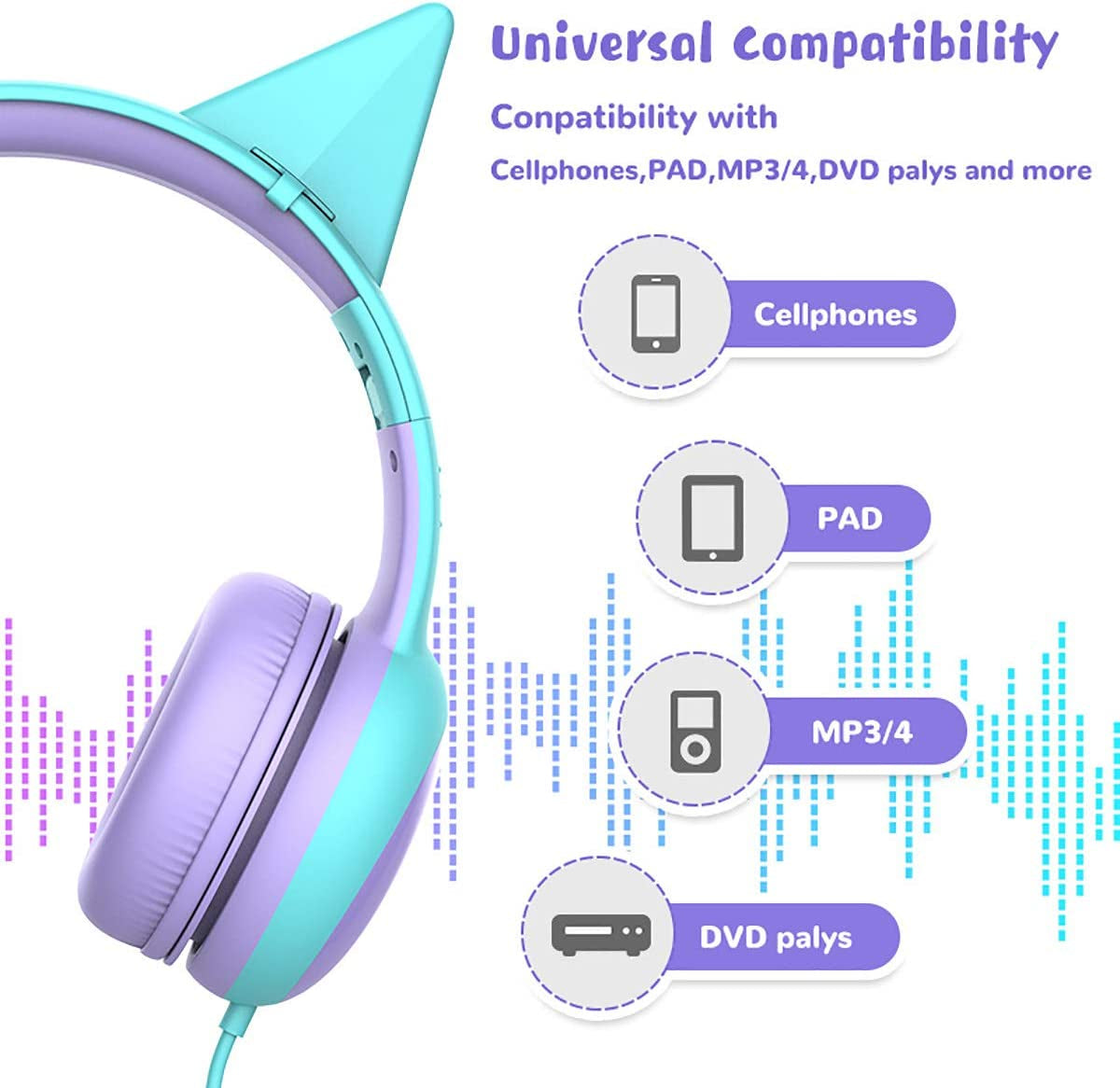 Kids Headphones with Limited Volume, Children'S Headphone over Ear, Toddler Headphones for Boys and Girls, Wired Headset Earphones for Children - Digital Haven