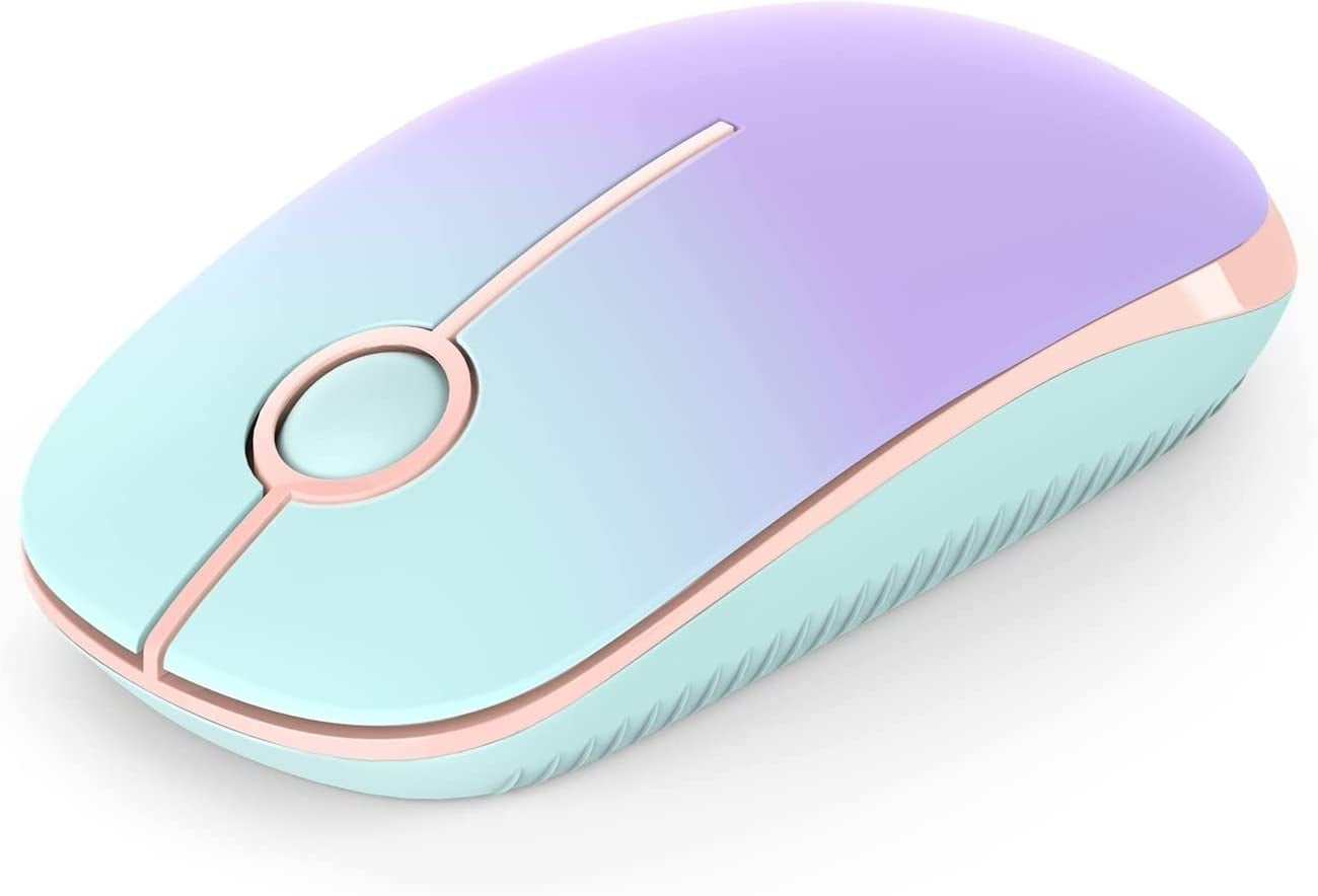 Wireless Mouse, 2.4G Slim Portable Computer Mice with Nano Receiver for Notebook, PC, Laptop, Computer (White and Gold) - Digital Haven