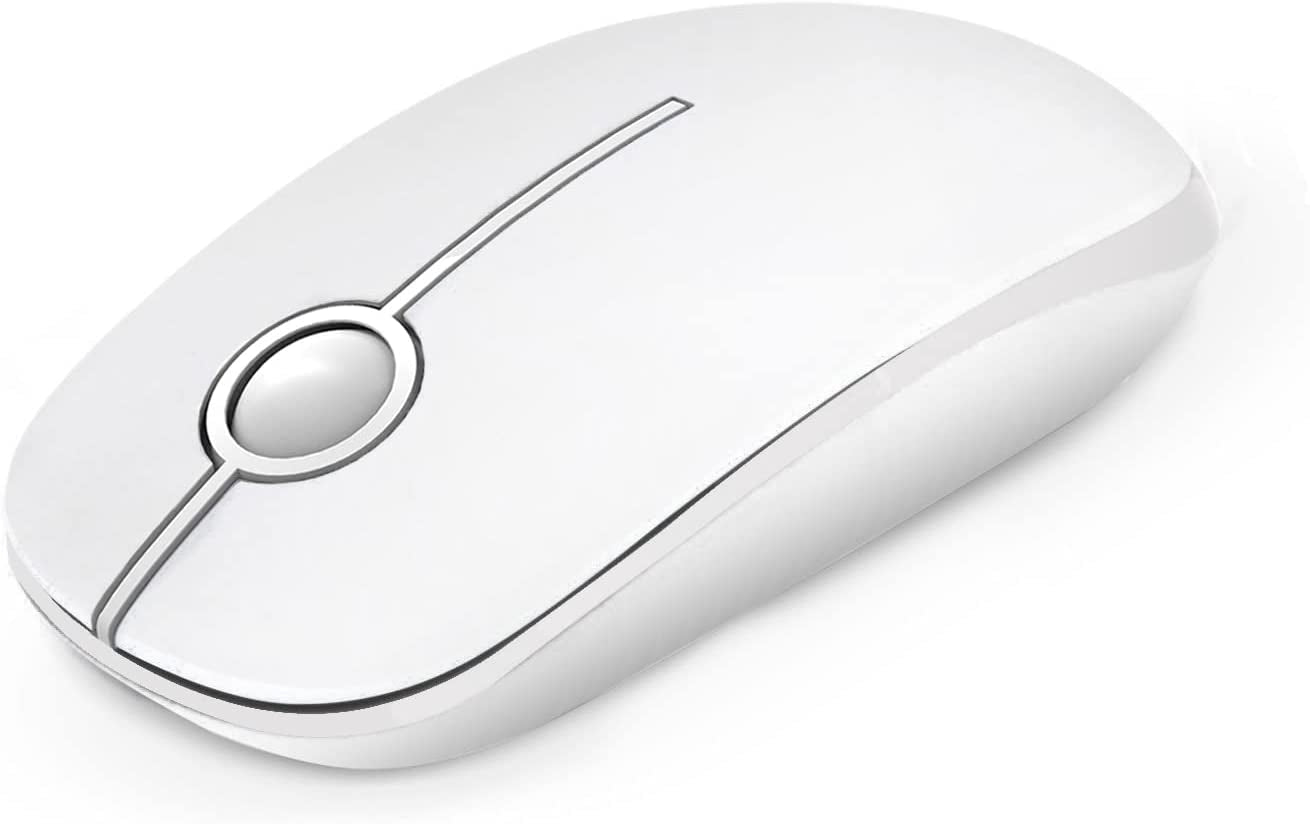 Wireless Mouse, 2.4G Slim Portable Computer Mice with Nano Receiver for Notebook, PC, Laptop, Computer (White and Gold) - Digital Haven