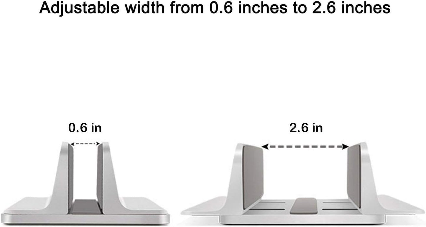 Vertical Laptop Stand, Laptops Cradle Holder, Laptop Standing Desk Dock with Adjustable Size, Laptop Computer Accessories Holder for Macbook Pro/Air Dell Hp Surface Ipad-Silver - Digital Haven