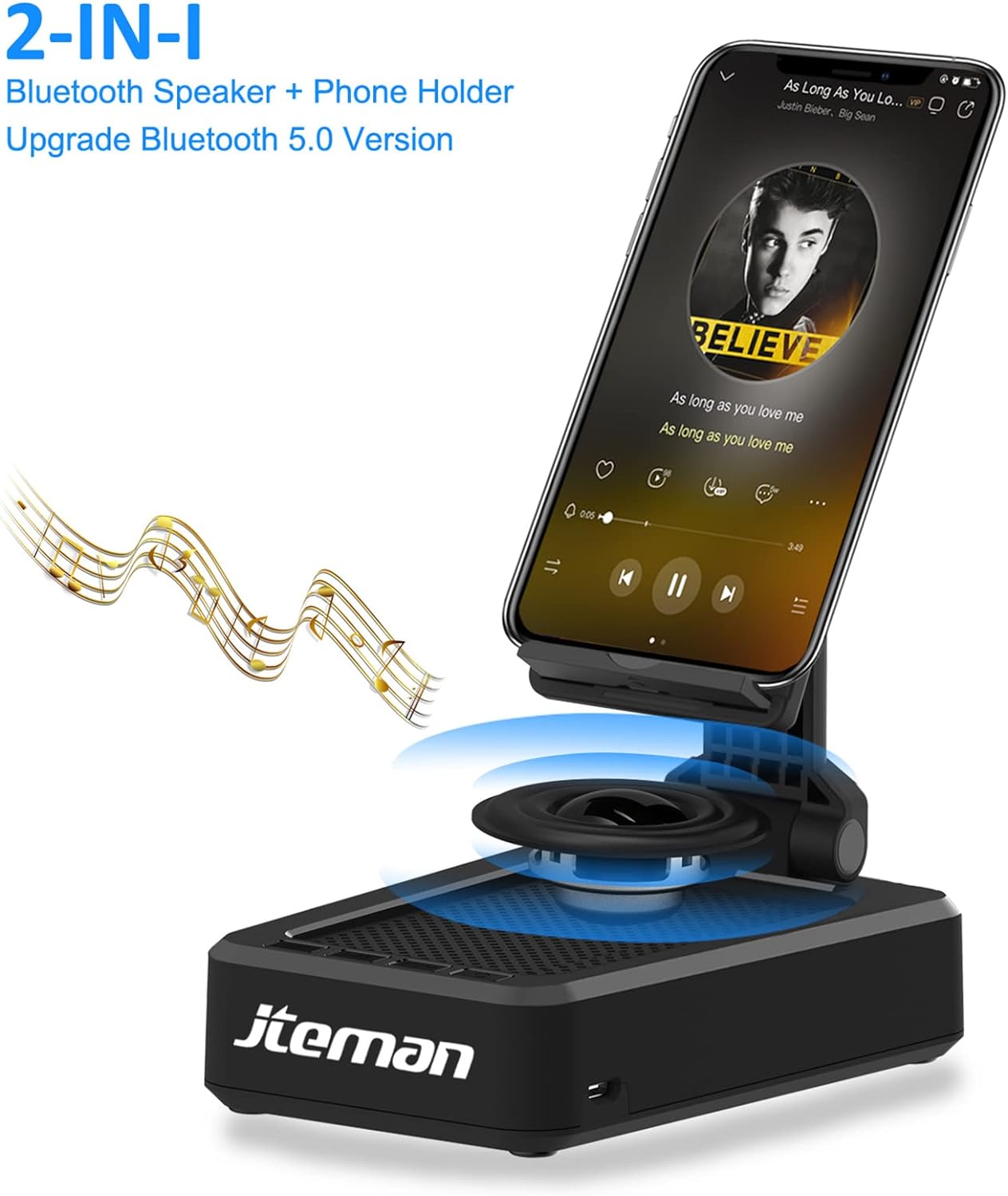 Cell Phone Stand with Wireless Bluetooth Speaker and Anti-Slip Base HD Surround Sound Perfect for Home and Outdoors with Bluetooth Speaker for Desk Compatible with Iphone/Ipad/Samsung Galaxy - Digital Haven