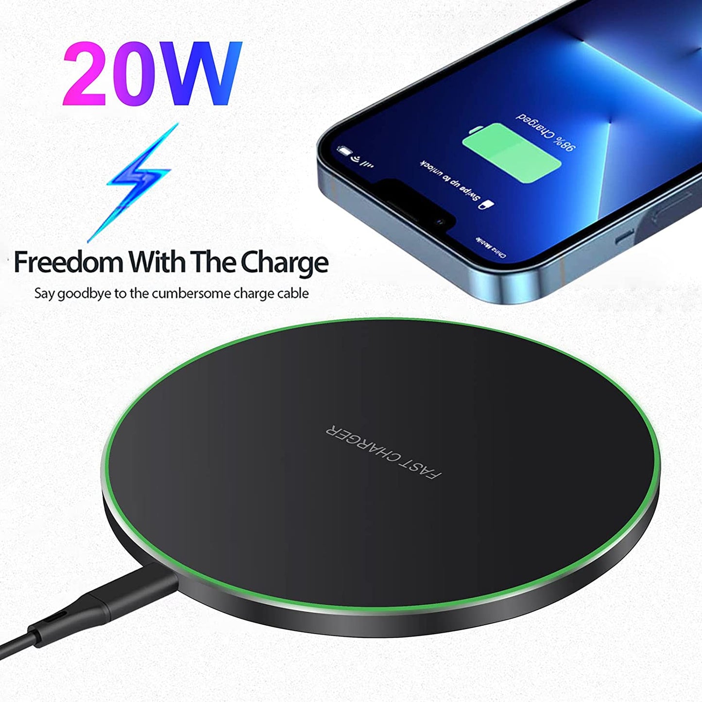 Fast Wireless Charger,20W Max Wireless Charging Pad Compatible with Iphone 14/15/13/12/SE/11/11 Pro/Xs Max/Xr/X/8,Airpods; Wireless Charge Mat for Samsung Galaxy S23/S22/Note,Pixel/Lg G8 7 - Digital Haven