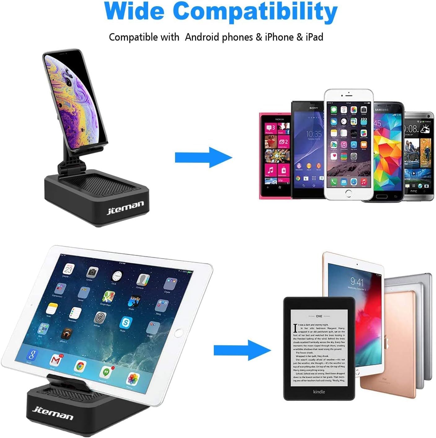 Cell Phone Stand with Wireless Bluetooth Speaker and Anti-Slip Base HD Surround Sound Perfect for Home and Outdoors with Bluetooth Speaker for Desk Compatible with Iphone/Ipad/Samsung Galaxy - Digital Haven