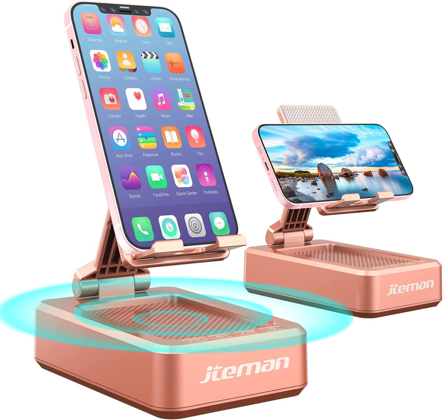 Cell Phone Stand with Wireless Bluetooth Speaker and Anti-Slip Base HD Surround Sound Perfect for Home and Outdoors with Bluetooth Speaker for Desk Compatible with Iphone/Ipad/Samsung Galaxy - Digital Haven