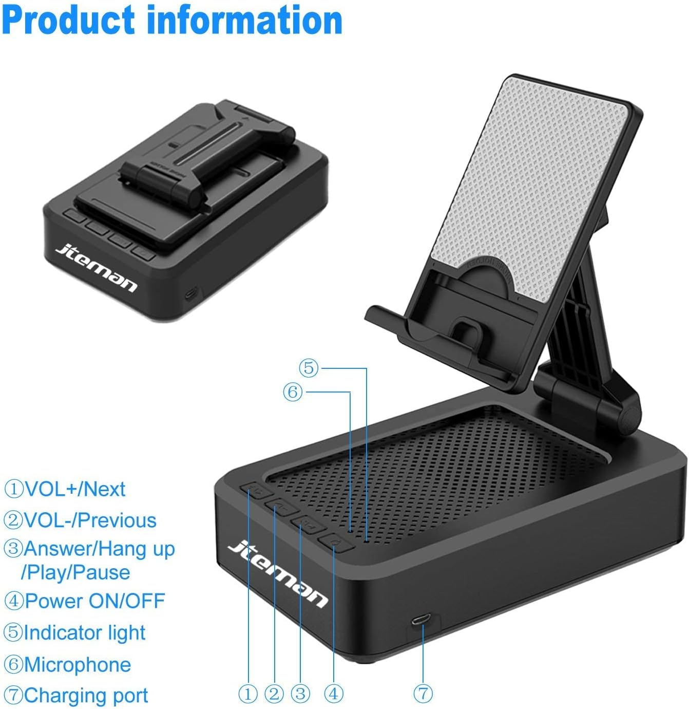Cell Phone Stand with Wireless Bluetooth Speaker and Anti-Slip Base HD Surround Sound Perfect for Home and Outdoors with Bluetooth Speaker for Desk Compatible with Iphone/Ipad/Samsung Galaxy - Digital Haven