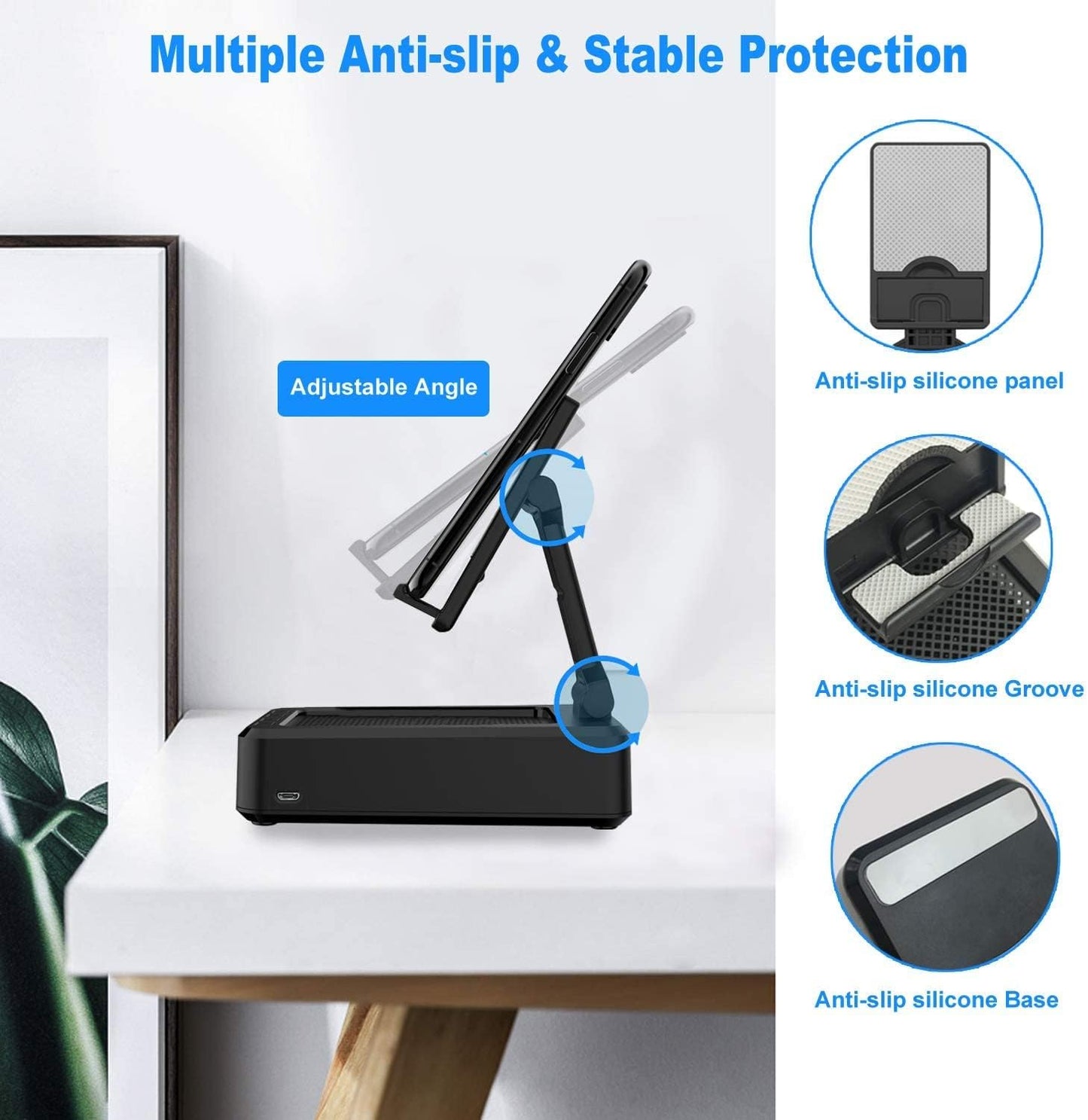 Cell Phone Stand with Wireless Bluetooth Speaker and Anti-Slip Base HD Surround Sound Perfect for Home and Outdoors with Bluetooth Speaker for Desk Compatible with Iphone/Ipad/Samsung Galaxy - Digital Haven