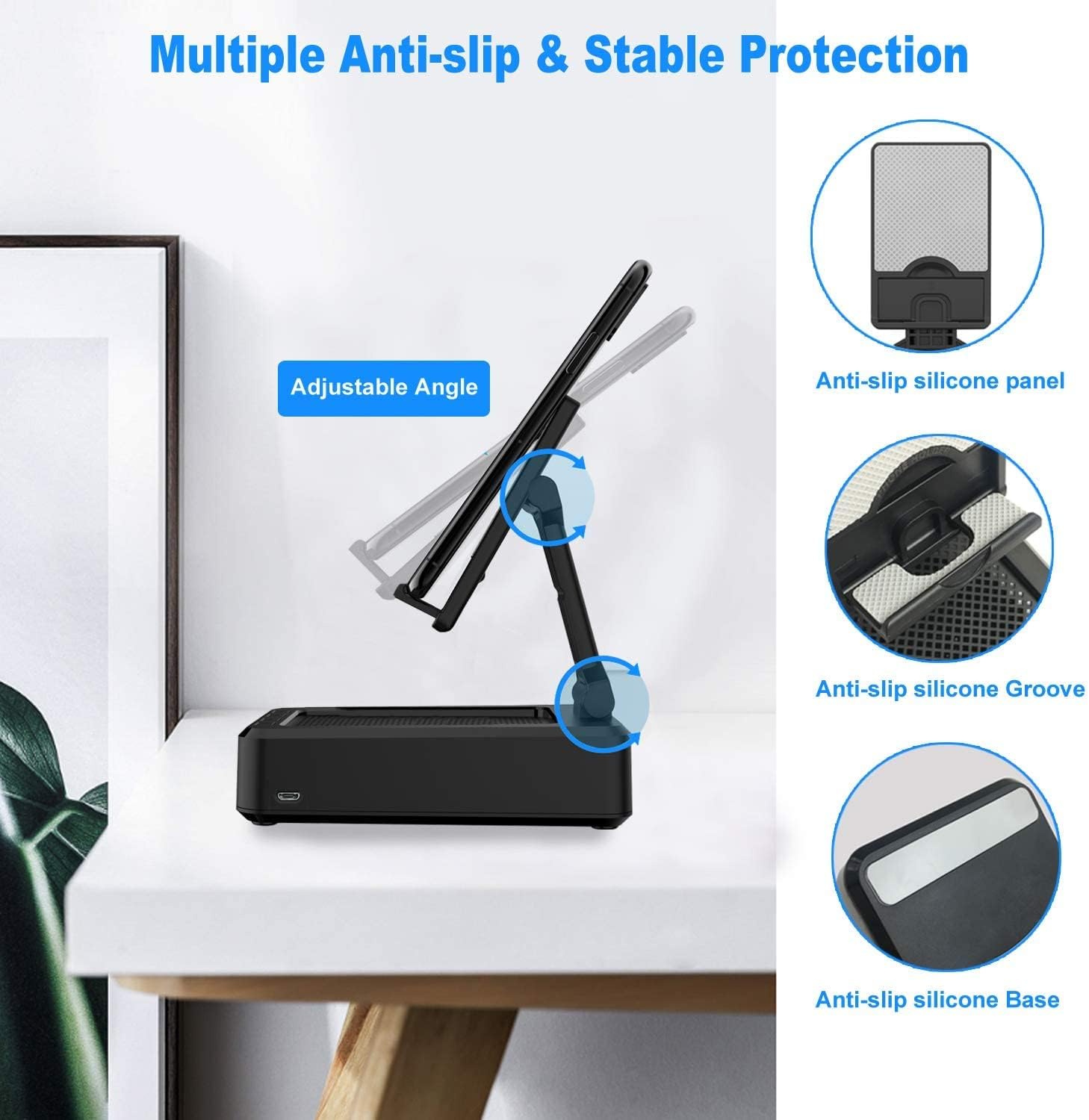 Cell Phone Stand with Wireless Bluetooth Speaker and Anti-Slip Base HD Surround Sound Perfect for Home and Outdoors with Bluetooth Speaker for Desk Compatible with Iphone/Ipad/Samsung Galaxy - Digital Haven