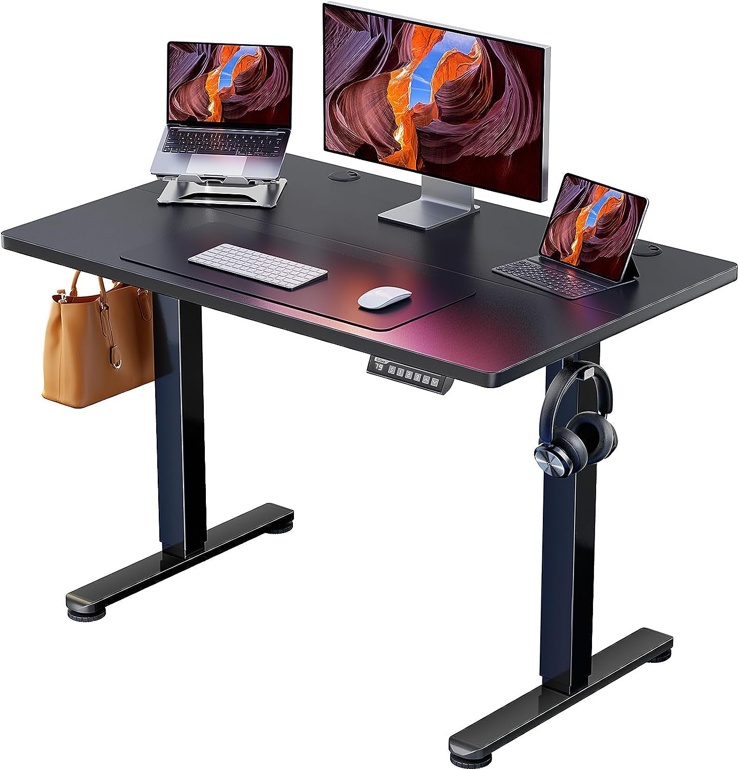 Height Adjustable Electric Standing Desk, 48 X 24 Inches Sit Stand up Desk, Memory Computer Home Office Desk (Black) - Digital Haven