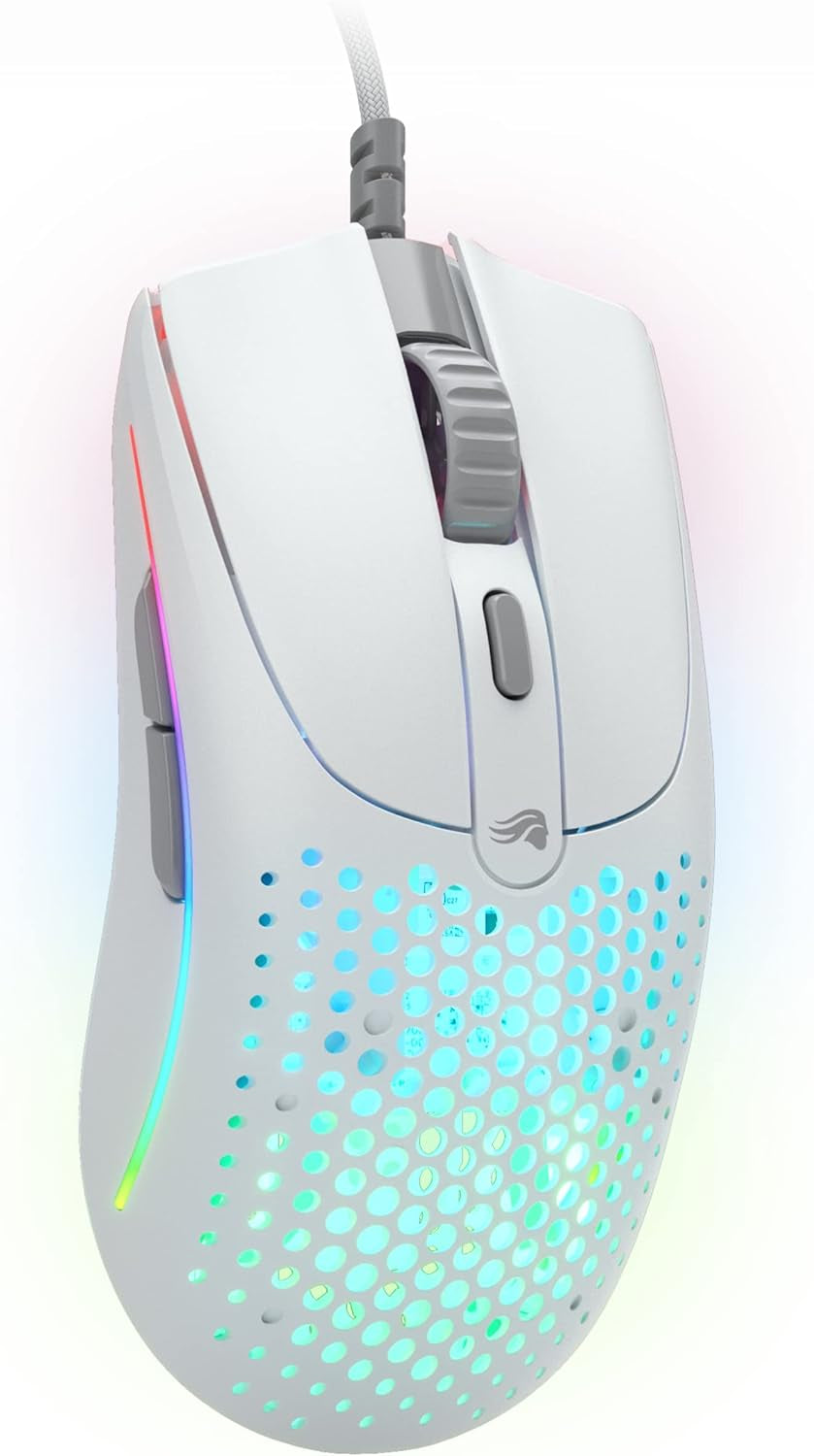 Model O Wired Gaming Mouse 67G Superlight Honeycomb Design, RGB, Pixart 3360 Sensor, Omron Switches, Ambidextrous - Matte White - Digital Haven