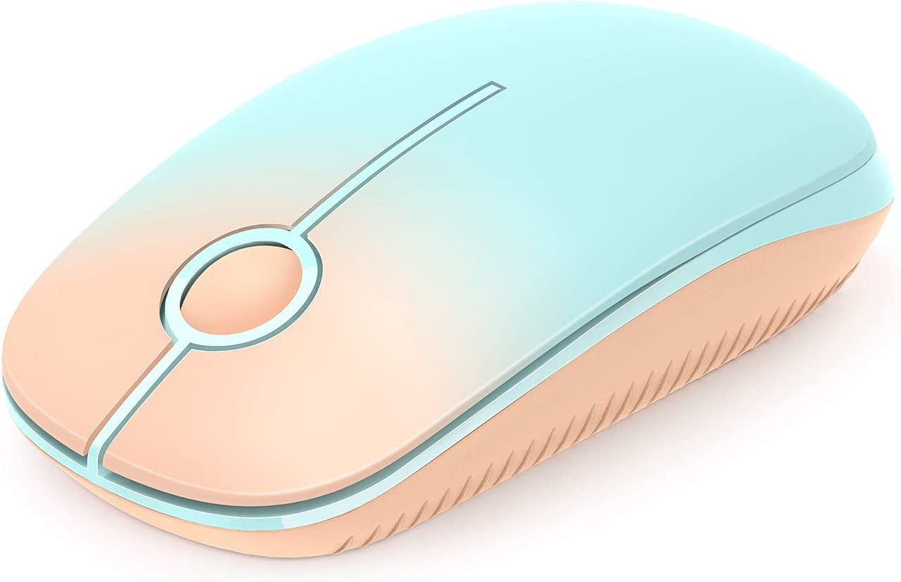 Wireless Mouse, 2.4G Slim Portable Computer Mice with Nano Receiver for Notebook, PC, Laptop, Computer (White and Gold) - Digital Haven