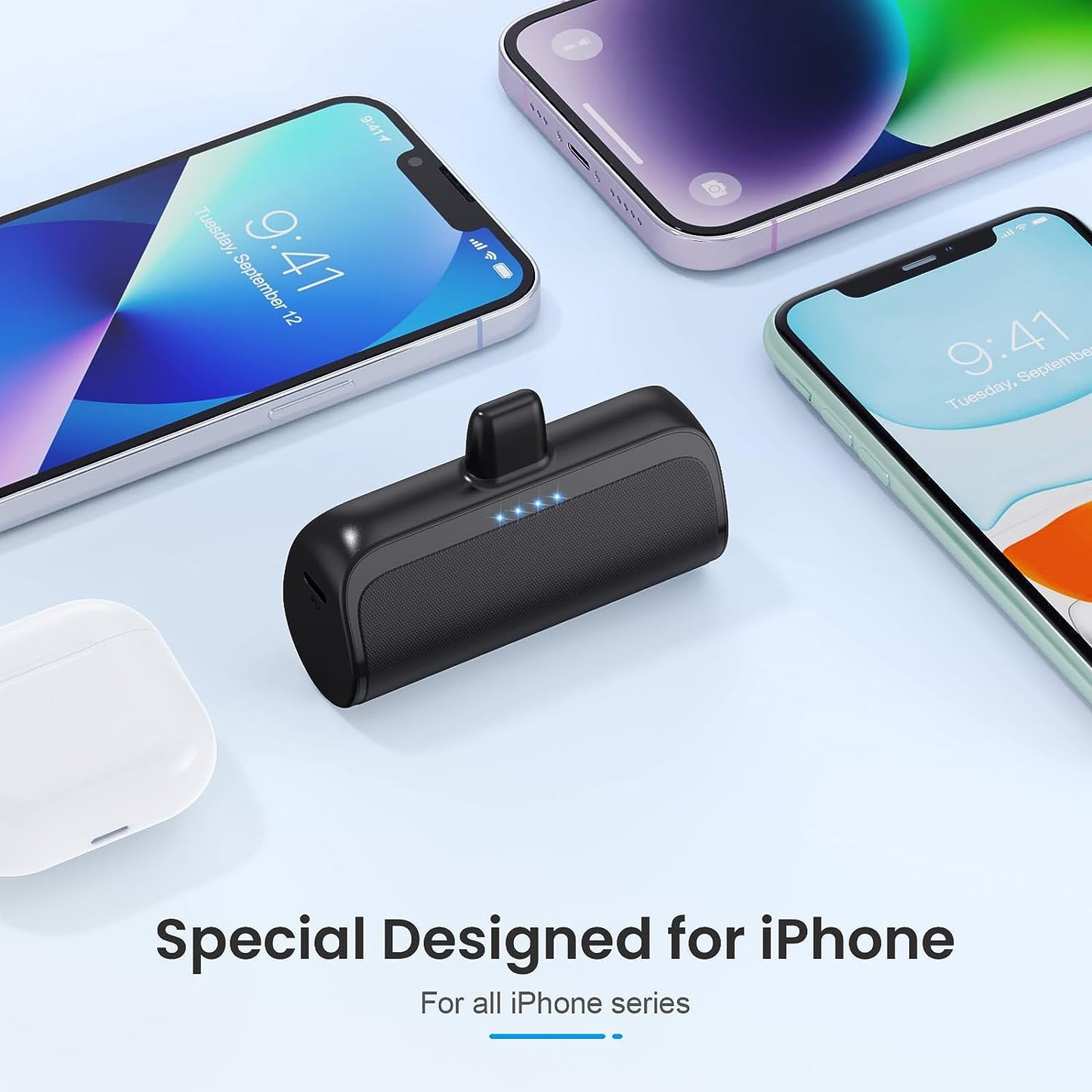 Mini Portable Charger Power Bank for Iphone,5200Mah Portable Phone Charger, Ultra-Compact PD Fast Charging Battery Pack Compatible with Iphone 14/14 Plus/Pro Max/13/12/12 Mini/11/Xs/Xr/X/8/7/6/6S - Digital Haven