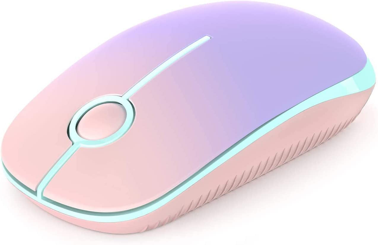 Wireless Mouse, 2.4G Slim Portable Computer Mice with Nano Receiver for Notebook, PC, Laptop, Computer (White and Gold) - Digital Haven