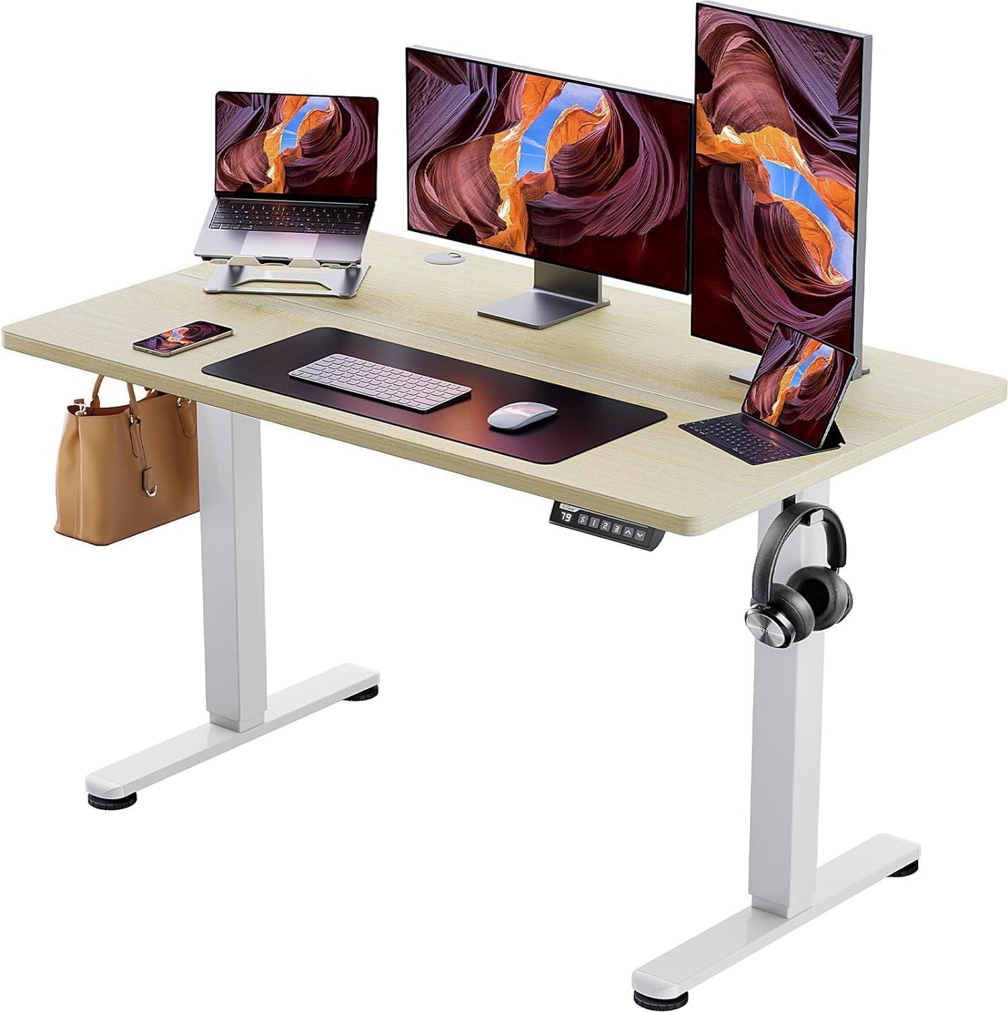 Height Adjustable Electric Standing Desk, 48 X 24 Inches Sit Stand up Desk, Memory Computer Home Office Desk (Black) - Digital Haven