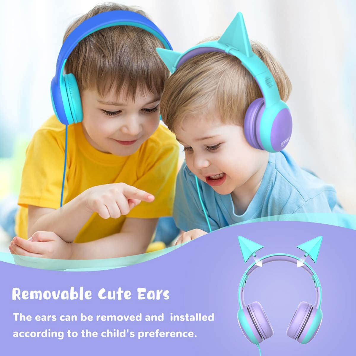 Kids Headphones with Limited Volume, Children'S Headphone over Ear, Toddler Headphones for Boys and Girls, Wired Headset Earphones for Children - Digital Haven