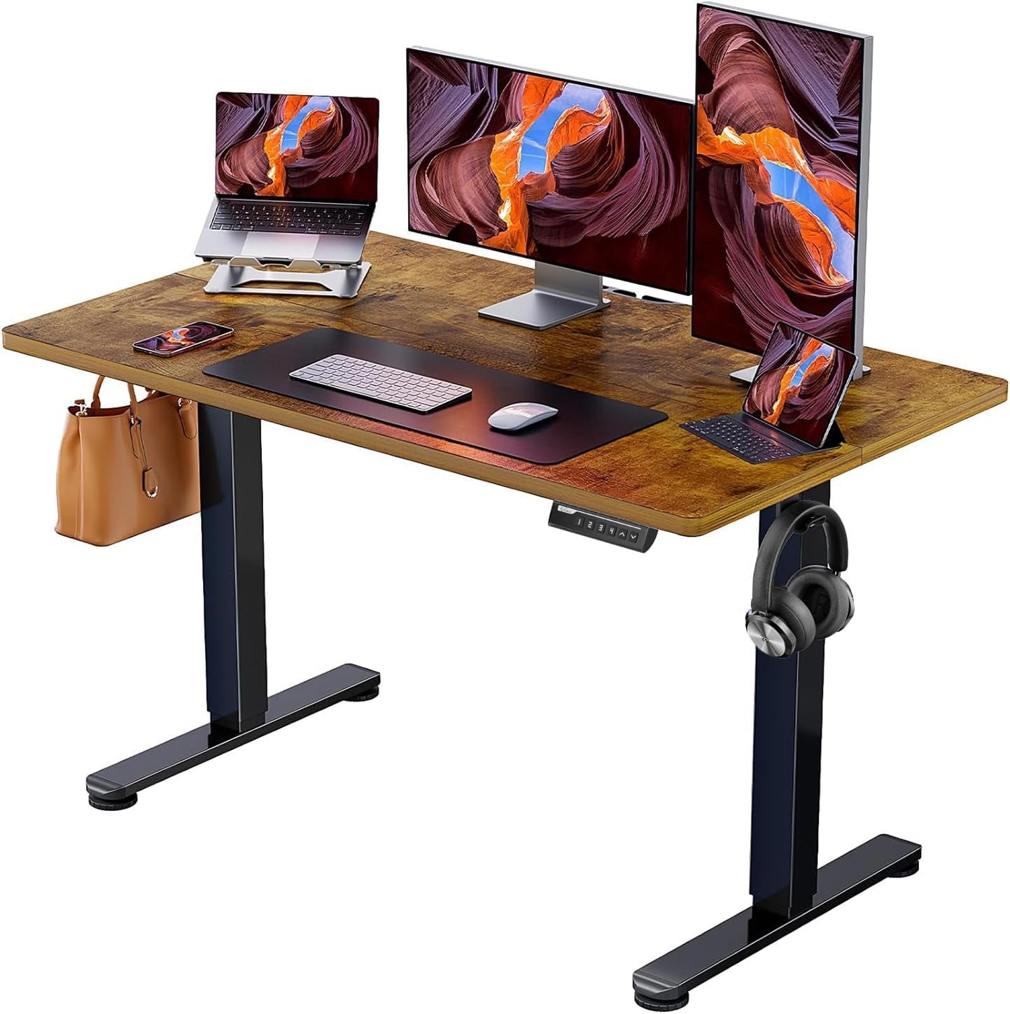 Height Adjustable Electric Standing Desk, 48 X 24 Inches Sit Stand up Desk, Memory Computer Home Office Desk (Black) - Digital Haven