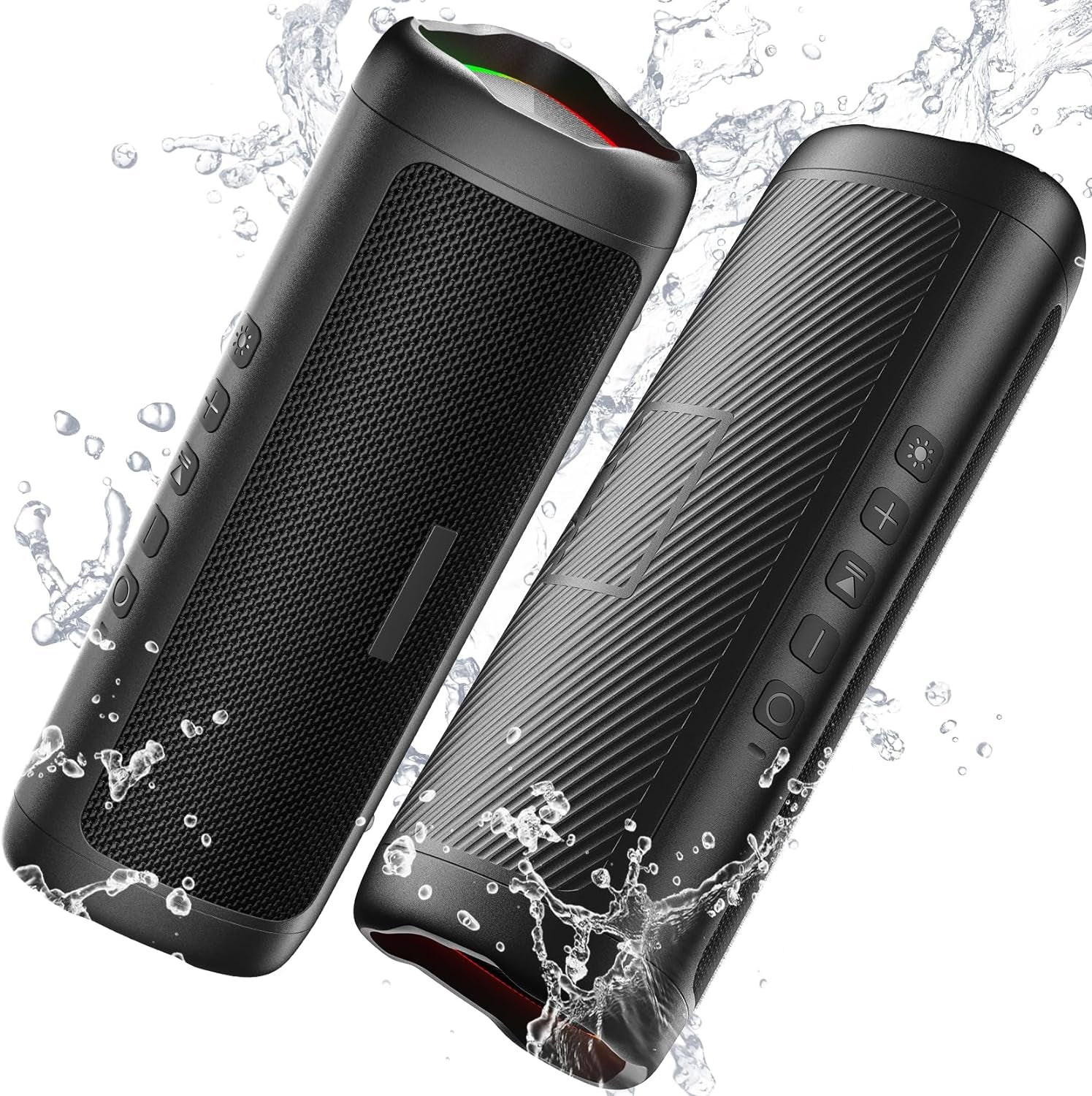 Bluetooth Speaker with HD Sound, Portable Wireless, IPX5 Waterproof, up to 24H Playtime, TWS Pairing, BT5.3, for Home/Party/Outdoor/Beach, Electronic Gadgets, Birthday Gift (Black)