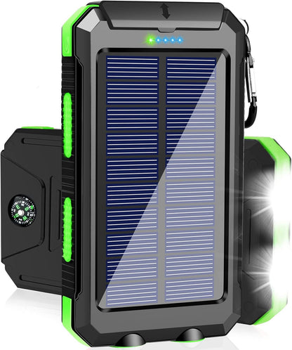 Solar Charger Power Bank, 38800Mah Portable Charger Fast Charger Dual USB Port Built-In Led Flashlight and Compass for All Cell Phone and Electronic Devices