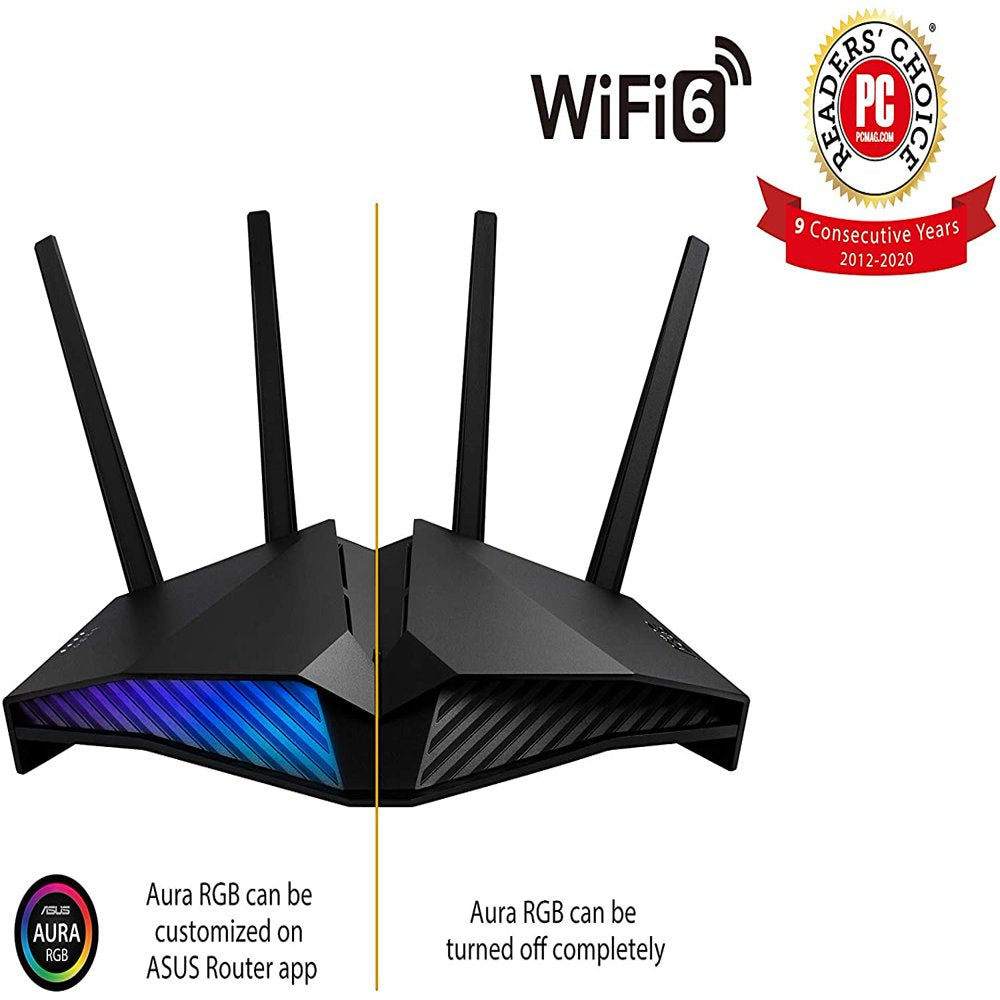 RT-AX82U AX5400 Dual-Band WiFi 6 Gaming Router with Game Acceleration and Mesh WiFi Support