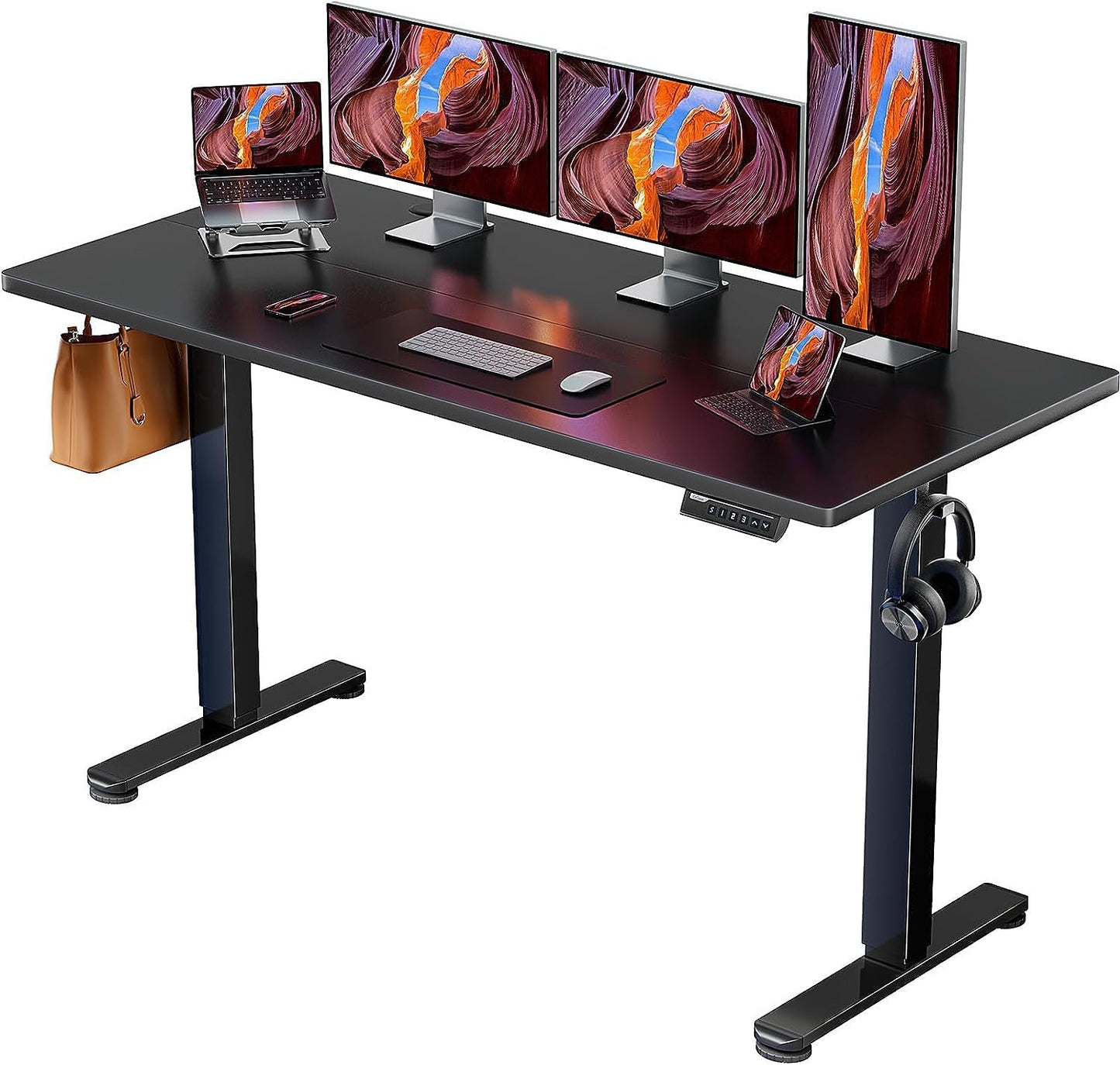 Height Adjustable Electric Standing Desk, 48 X 24 Inches Sit Stand up Desk, Memory Computer Home Office Desk (Black)