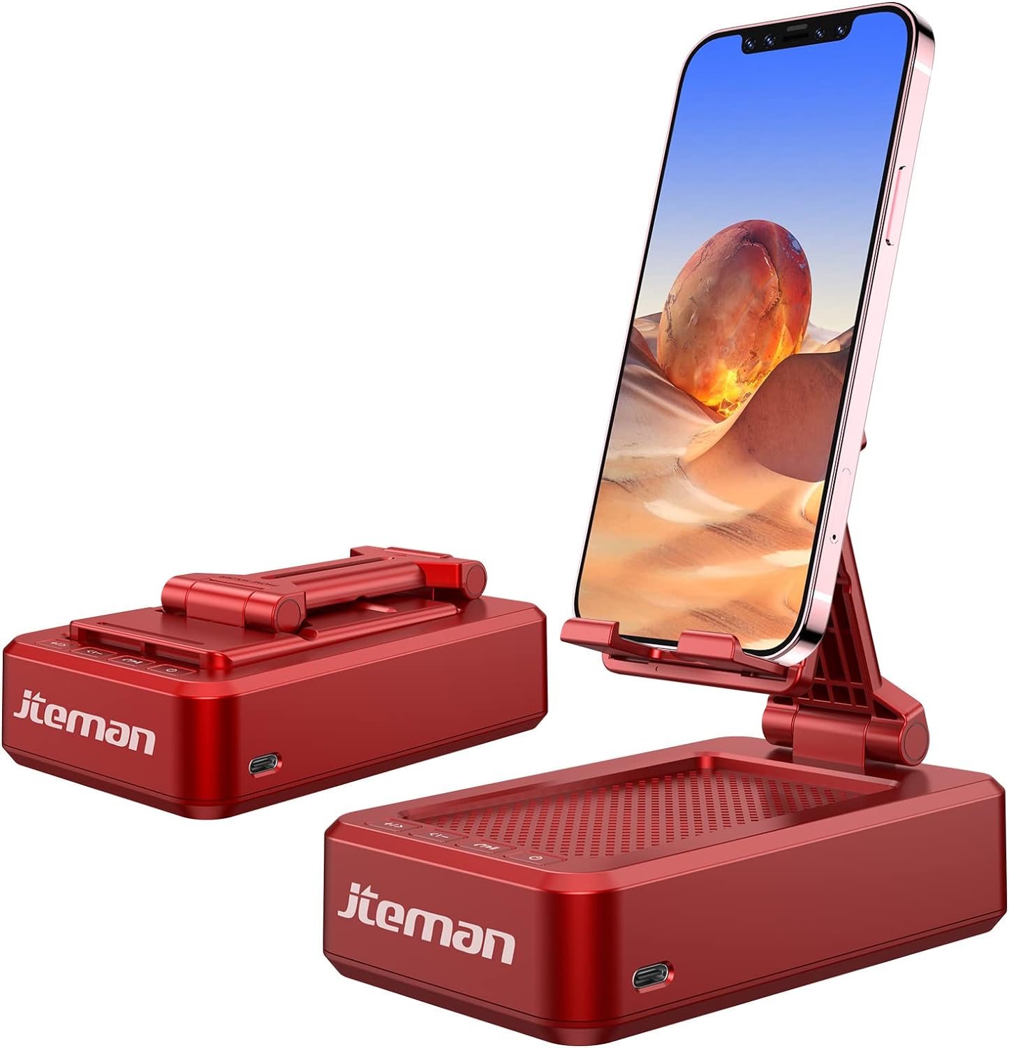Cell Phone Stand with Wireless Bluetooth Speaker and Anti-Slip Base HD Surround Sound Perfect for Home and Outdoors with Bluetooth Speaker for Desk Compatible with Iphone/Ipad/Samsung Galaxy