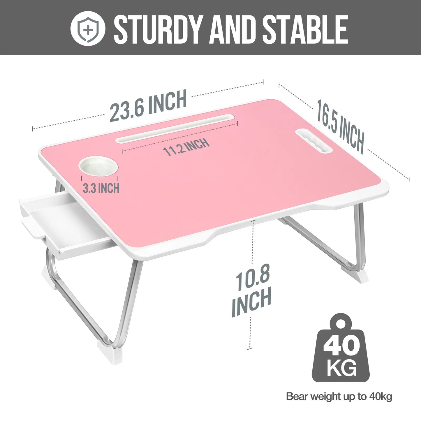 Large Lap Desk for Bed | Laptop Table, Portable Desk, Bed Laptop Desk, Bed Table for Laptop | Floor Table, Floor Desk for Adults (Pink) School Supplies