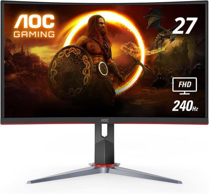 AOC GAMING CQ27G3S Frameless Curved Gaming Monitor, QHD 2K 2560x1440, 1000R VA, 165Hz 1ms, FreeSync Premium ,Black - Digital Haven