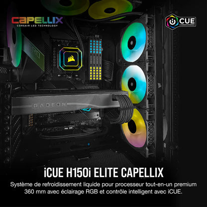 Icue H150I Elite Capellix Liquid CPU Cooler, RGB Pump + Fans, 360Mm for Radiator - Digital Haven