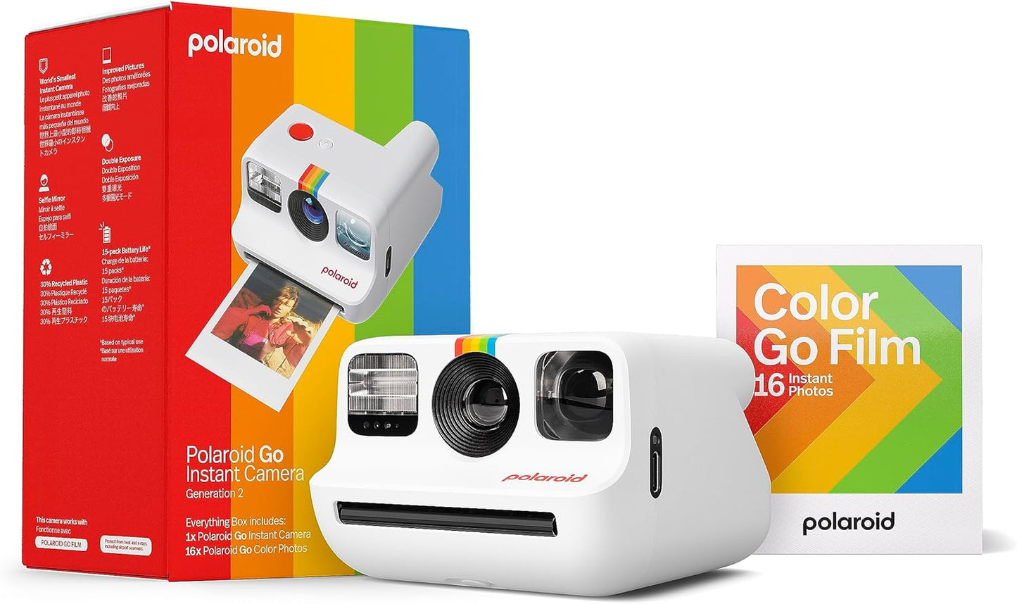 Polaroid Go Generation 2 - Mini Instant Camera + Film Bundle (16 Photos Included) - White (6282)