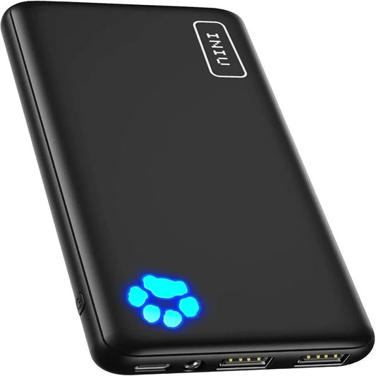 Slimmest 10000mAh Portable Charger with USB C Power Bank, Compatible with iPhone and Samsung - Black