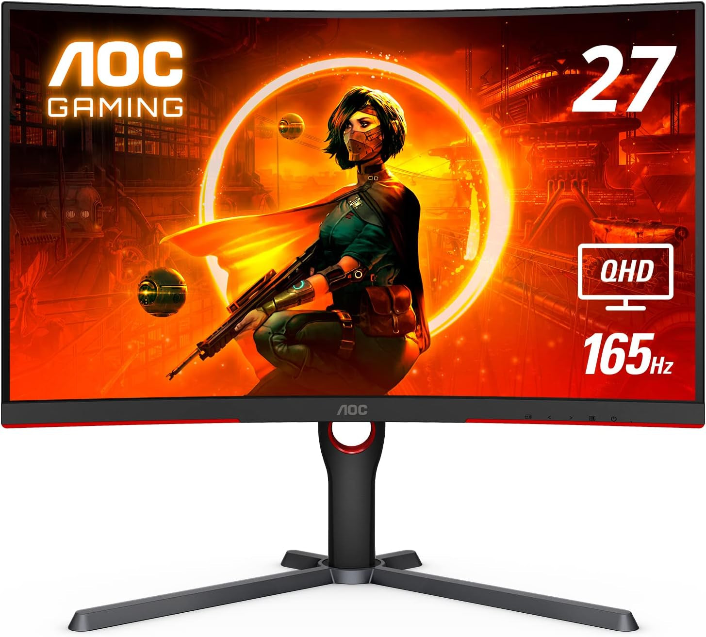 AOC GAMING CQ27G3S Frameless Curved Gaming Monitor, QHD 2K 2560x1440, 1000R VA, 165Hz 1ms, FreeSync Premium ,Black - Digital Haven