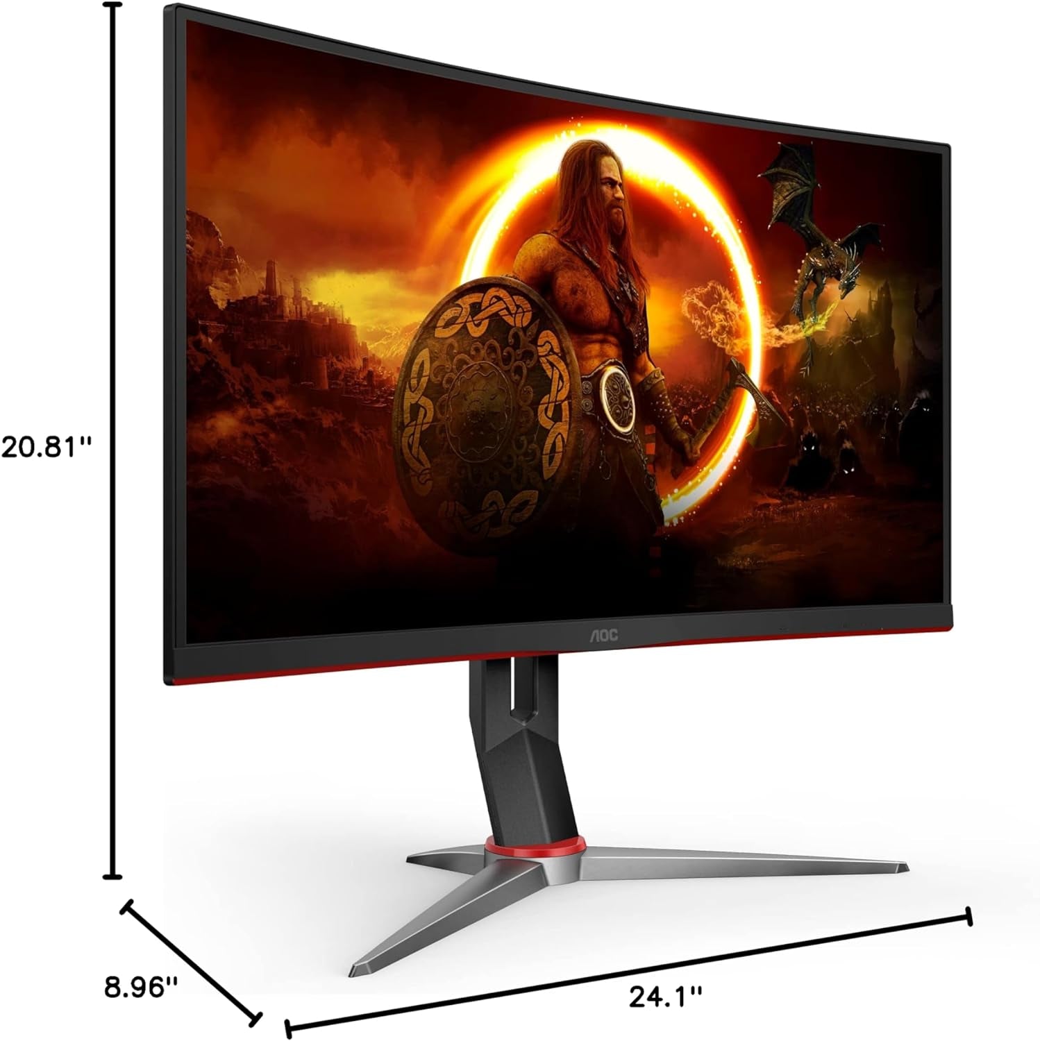 AOC GAMING CQ27G3S Frameless Curved Gaming Monitor, QHD 2K 2560x1440, 1000R VA, 165Hz 1ms, FreeSync Premium ,Black - Digital Haven