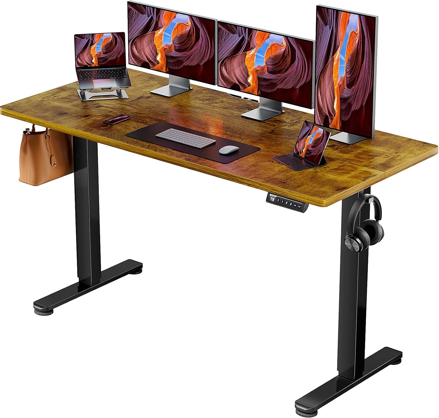 Height Adjustable Electric Standing Desk, 48 X 24 Inches Sit Stand up Desk, Memory Computer Home Office Desk (Black)