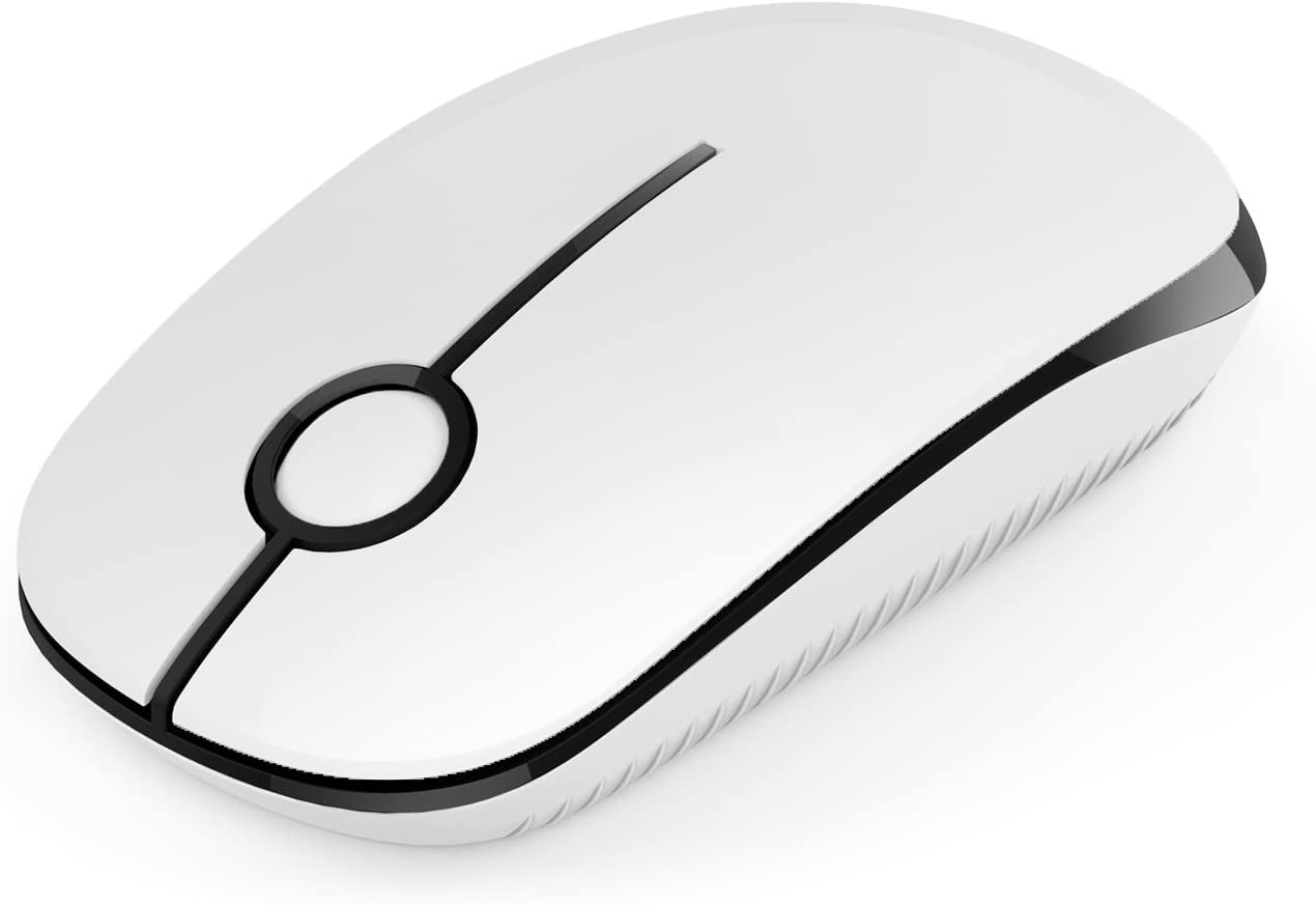 Wireless Mouse, 2.4G Slim Portable Computer Mice with Nano Receiver for Notebook, PC, Laptop, Computer (White and Gold)