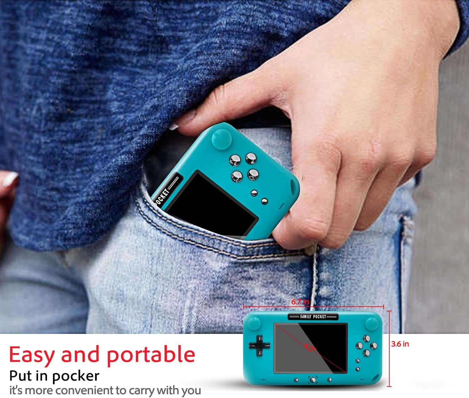 Handheld Game Console 4 Inch HD Screen Portable Video Game Console with 2222 Classic Games Retro Game Player Support 2 Players &TV Output, Xmas Gift for Kids Adult (Blue)